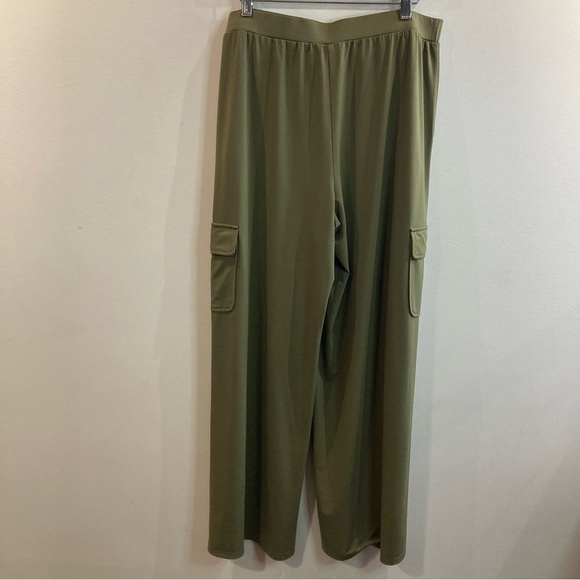 LISA RINNA COLLECTION Sz M Wide Leg Cargo Pull On Slinky Jersey Knit Pants - Picture 4 of 10